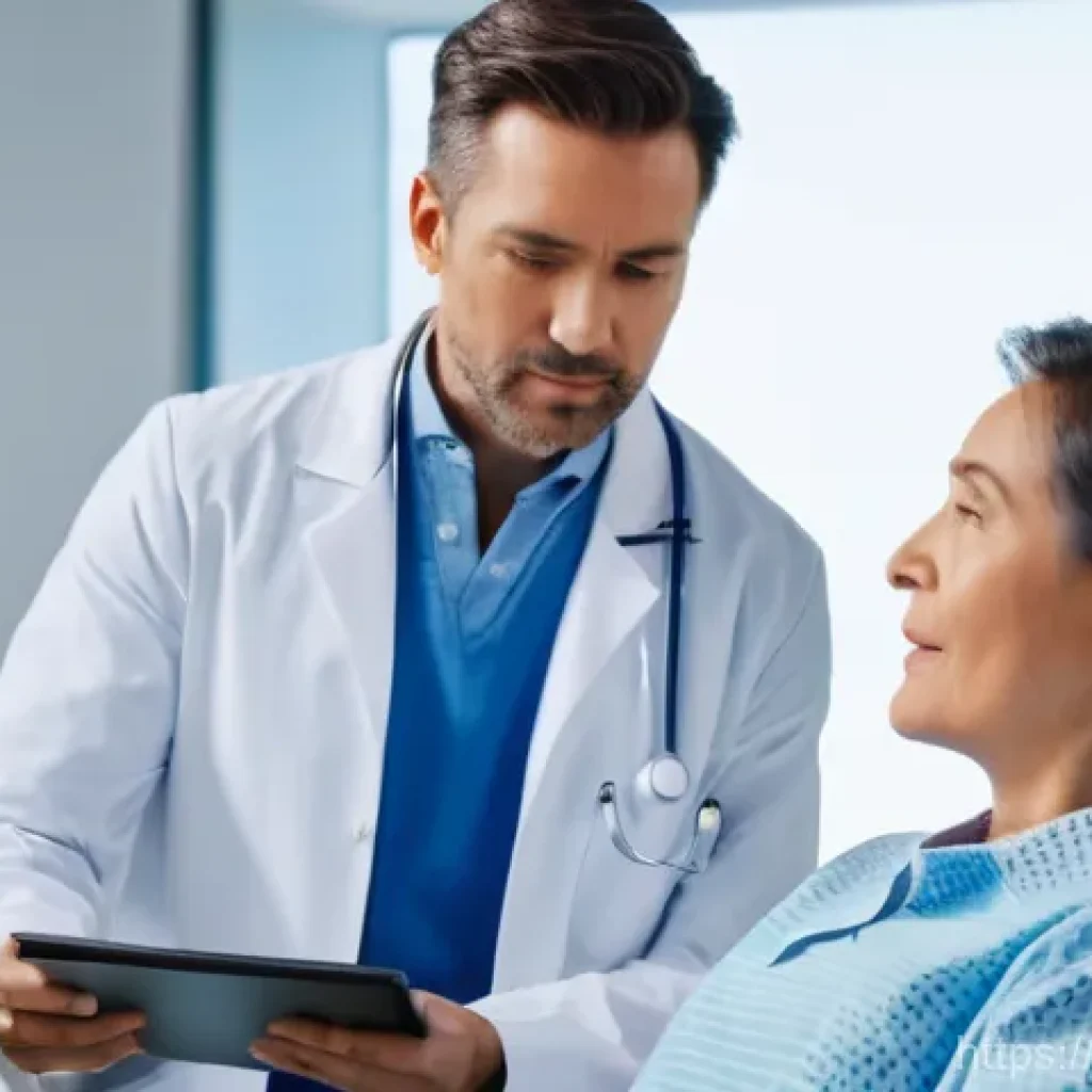 MRI 검사 결과 해석 방법 - **Prompt:** A male patient in his late 30s, dressed in a comfortable, modest polo shirt and trousers...